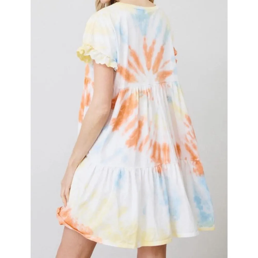 Anthropologie Current Air Tie Dye Ruffled Tunic Oversized Dress EUC Size L Multiple Size L - Image 3