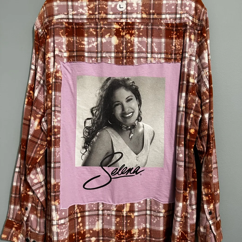 Flannel Shirt with Selena Graphic Large Bleached Brown Size undefined - Image 4
