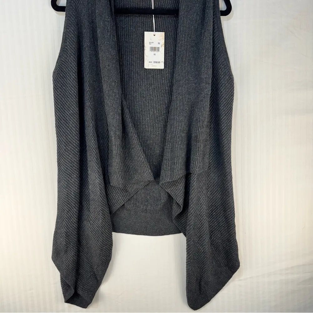 Splendid Charcoal Gray Cotton Wool Blend Cardigan Sweater Vest Women Size Small - Image 3