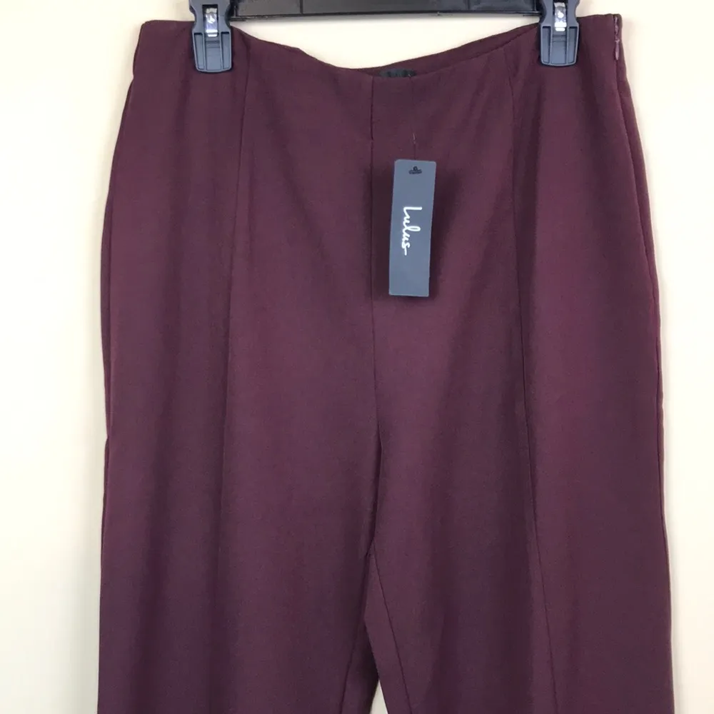 NWT  Women’s Burgundy Open Leg Slit Trouser Dress Pants - Image 2