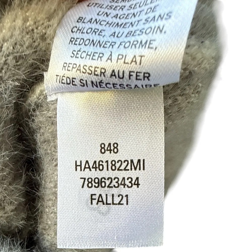 Halogen Fuzzy Abstract Stone Mock Neck Sweater Medium Cozy Gray Beige Fall - Image 9