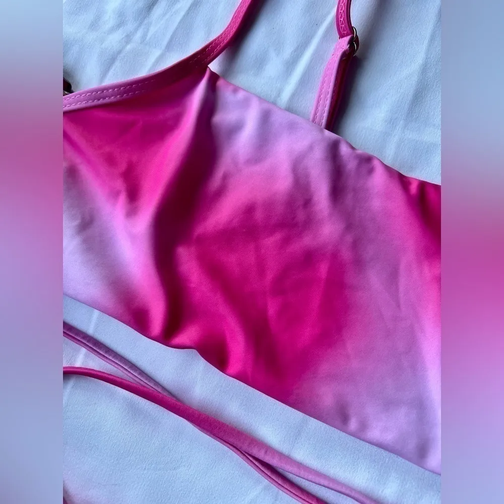 Ombré Pink Square Neck Bikini Strappy Top Medium - Image 3