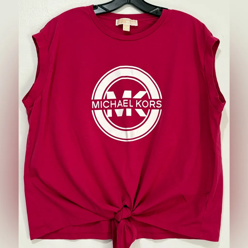 Michael Kors Fuchsia Logo Muscle Tee - Image 2