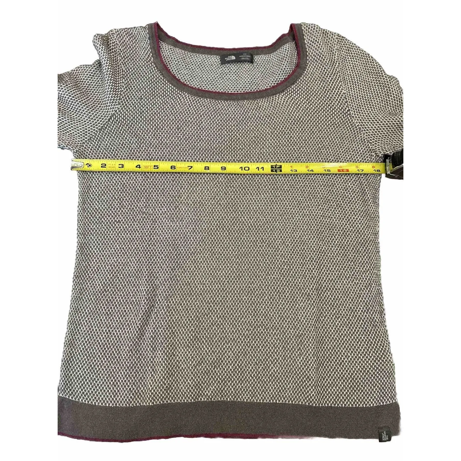 North Face Women Medium Sweater Gray Houndstooth Preppy Outdoors Light Academia - Image 5
