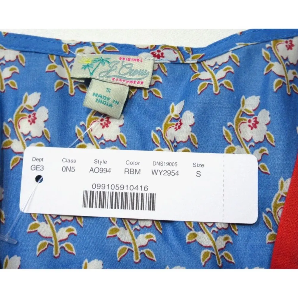 NWT J.Crew V-neck Cover-up Midi in Red Blue Classic Block Print Dress S - Image 4