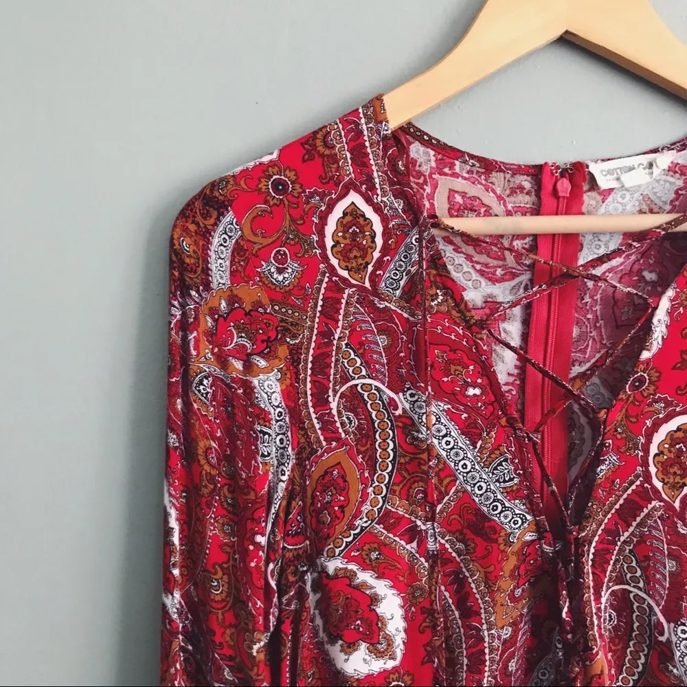 Cotton Candy LA Boho Mini Dress | Size XS Red - Image 5