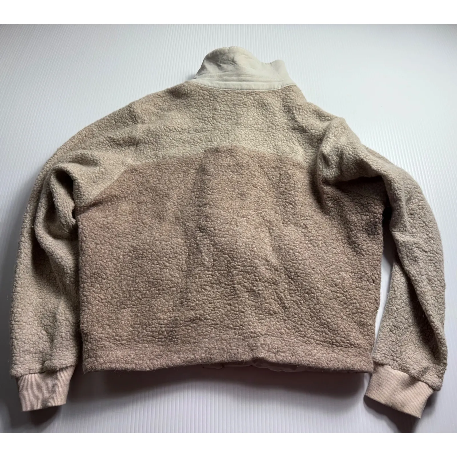 Outdoor Voices Colorblock Fleece‎ Jacket Button Up Teddy Bear Coat M Beige Pink - Image 6