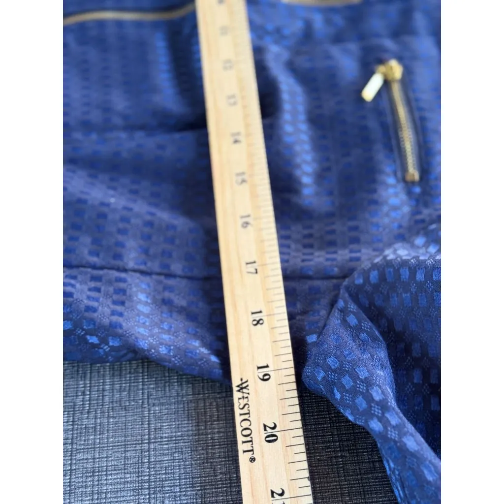 Laura Ashley Womens Blue Jacquard Jacket With Gold Zippers Size M - Image 12