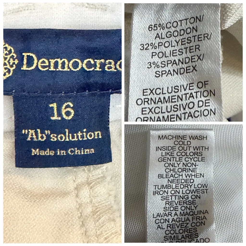 Democracy Absolution White Raw Hem Cropped Jeans Women’s Size 16 Stretch Denim - Image 8