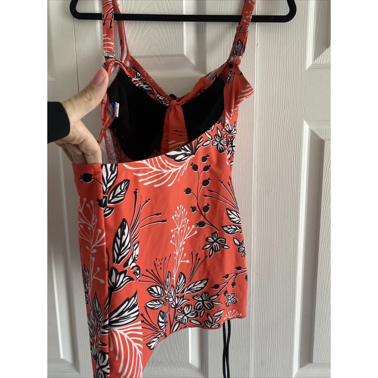 Hilor Women's 16 Coral Tankini Top Shelf Lined Vacation Cruise Slimming Orange Size 16P - Image 6