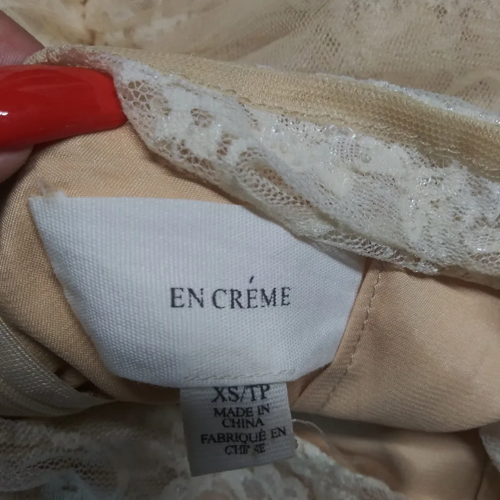 En Crème Lace Illusion Mini Dress Cream Party Size XS - Image 8
