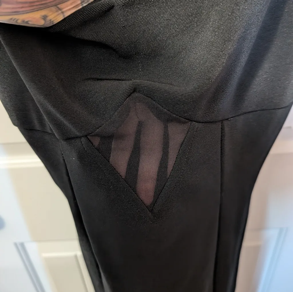 Vintage Paris De Boulevard Diamond Center Mesh Mini Dress W10 Black Size 10 - Image 4