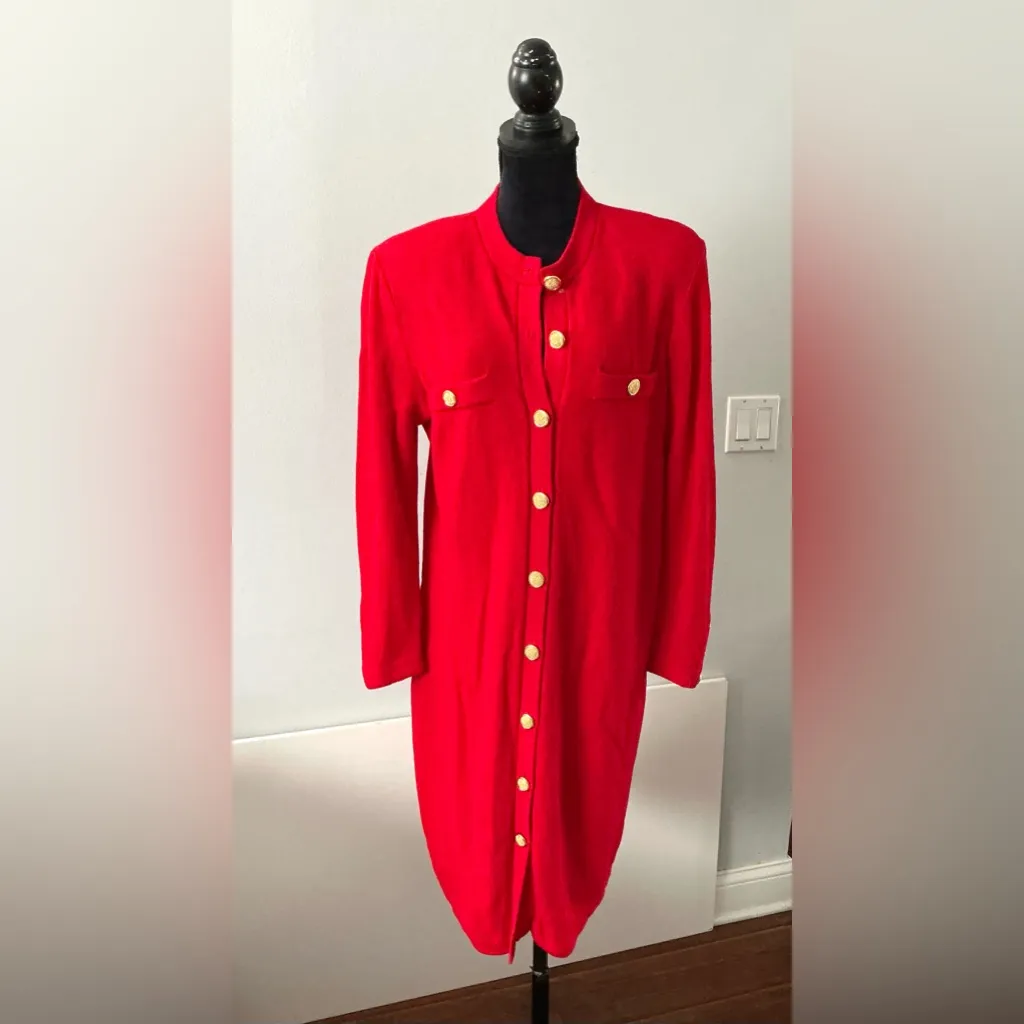 Elegant Red Button-Down Dress - Image 2