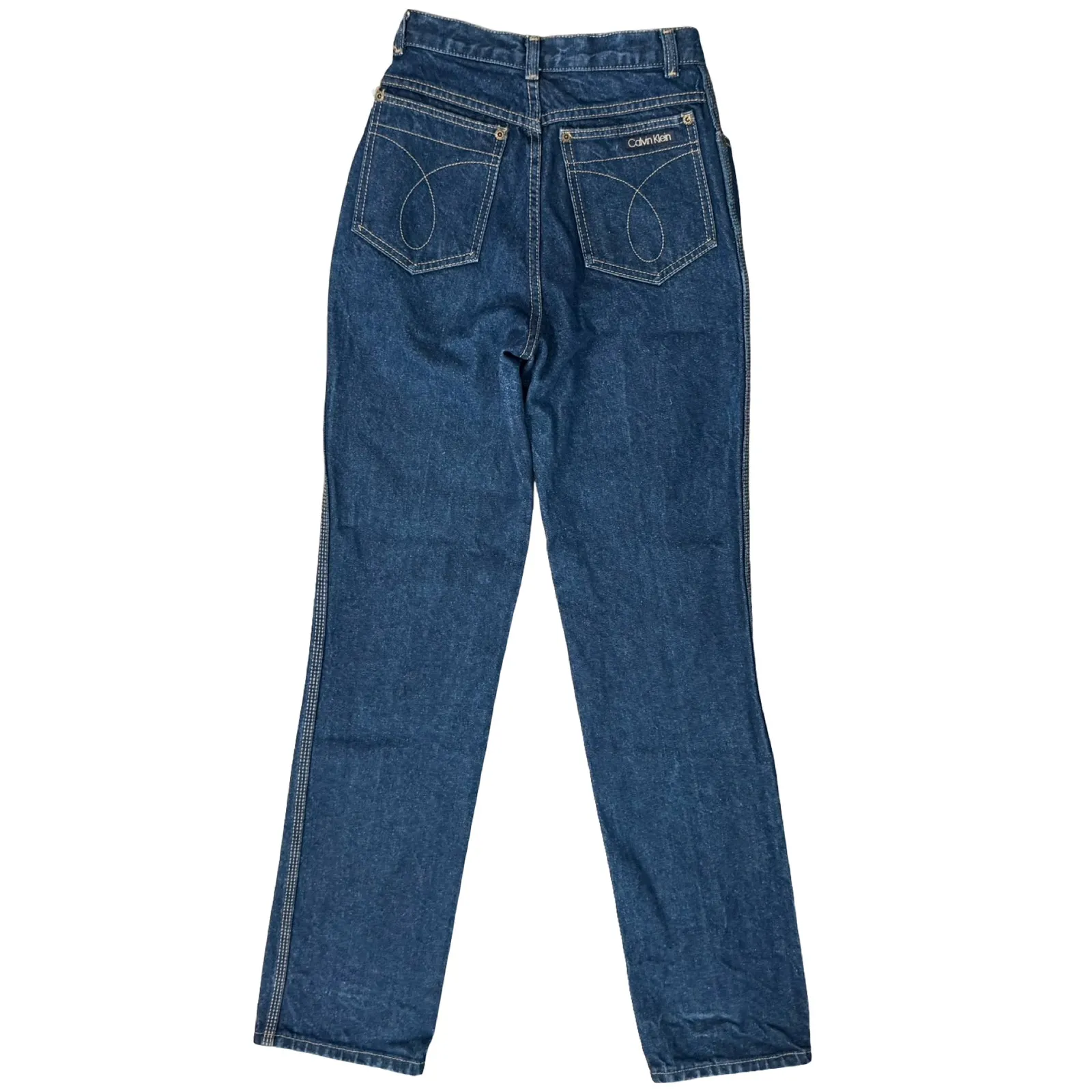 Vintage 90s Calvin Klein Dark Wash Blue High Rise Mom Jeans Tapered Leg Size 7 - Image 8