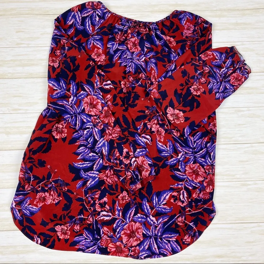 Rebecca Taylor floral Flame silk tie neck blouse - Image 11