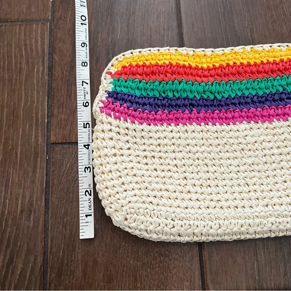 Carpetbags of America Rainbow Straw Clutch Purse Tan - Image 3