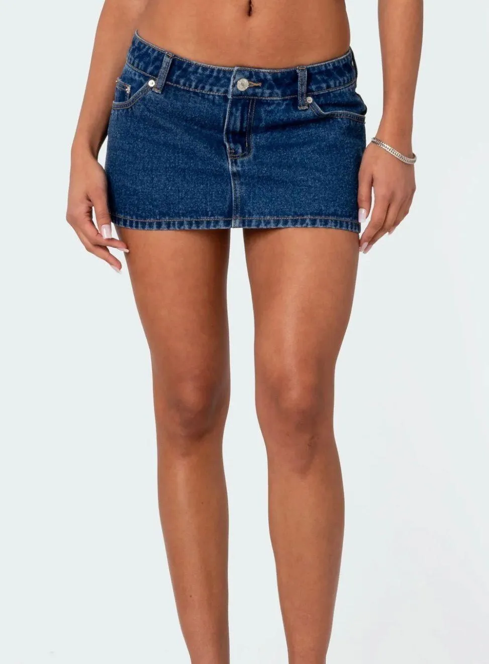Edikted Low Rise Denim Micro Skirt - Image 2