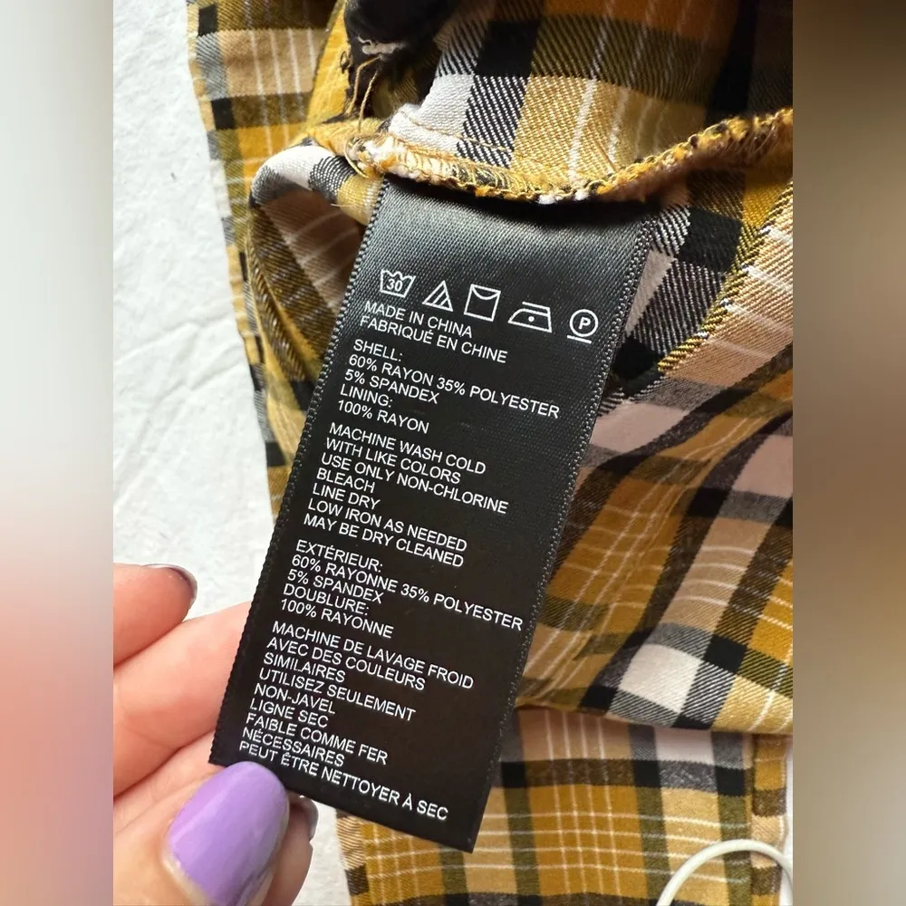 Urban Outfitters Yellow Black Plaid Cropped Skinny Pants 0 - Image 6