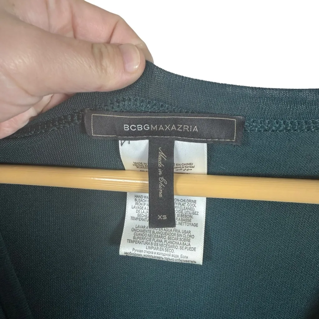 BCBGMaxazria Women’s Tori Long Sleeve Jersey Dress in Fern/Teal Size XS - Image 4