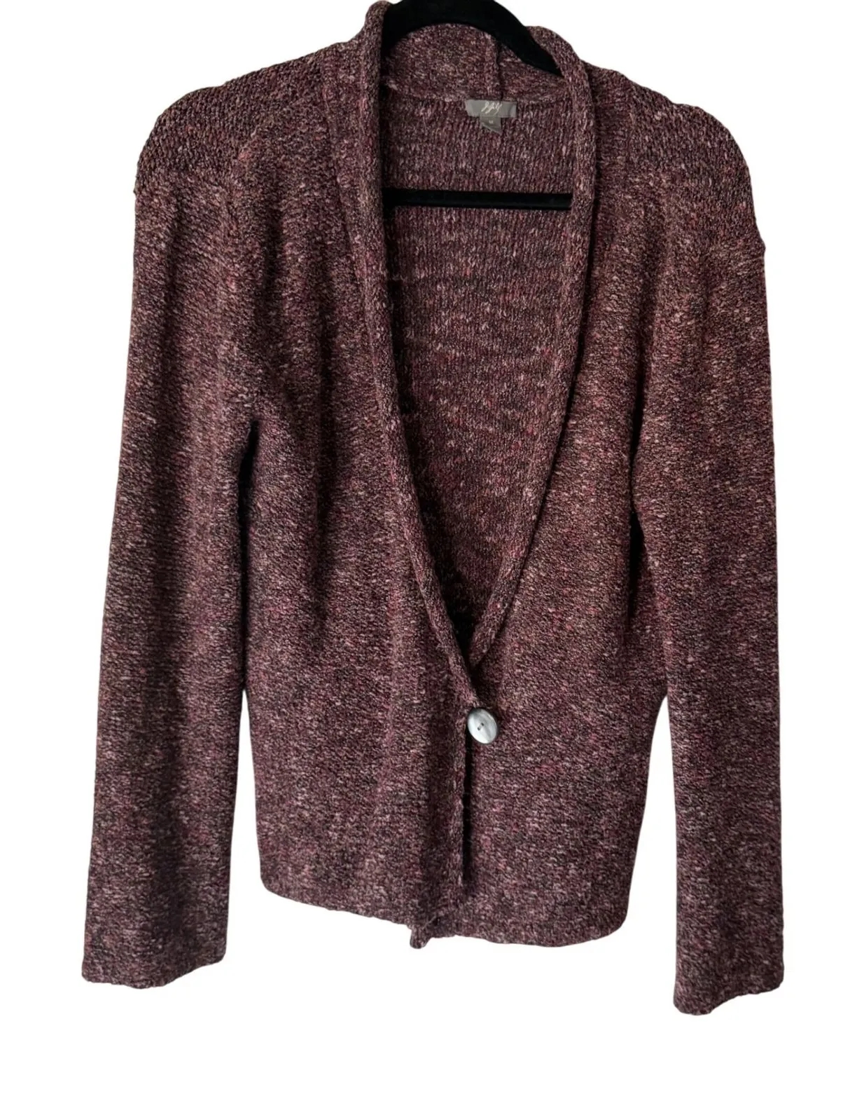 J. Jill Marled Burgundy Pink Chunky Knit Cardigan Sweater Medium Academia Purple - Image 1