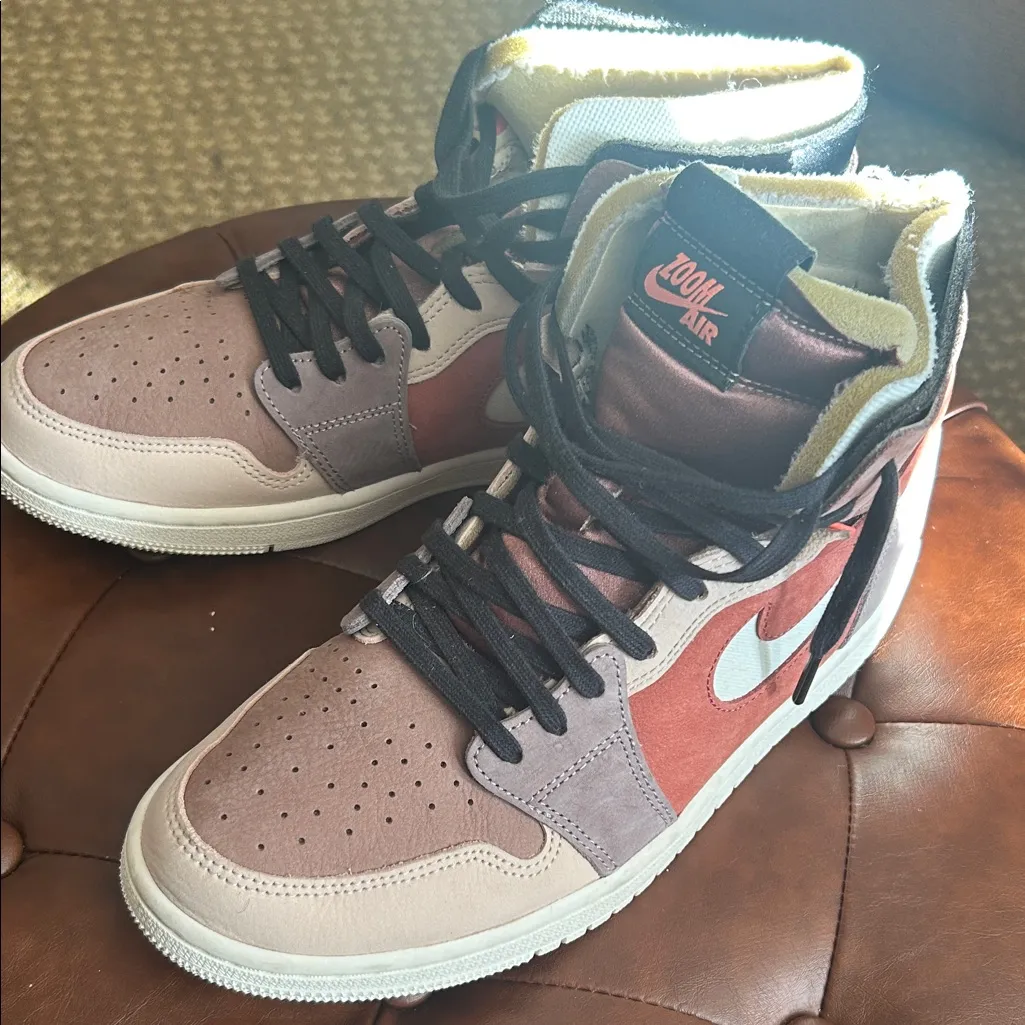 AIR JORDAN 1 ZOOM TO DROP IN PINK "RUST" COLORWAY WOMENS SNEAKERS Brown Size 9.5 - Image 2