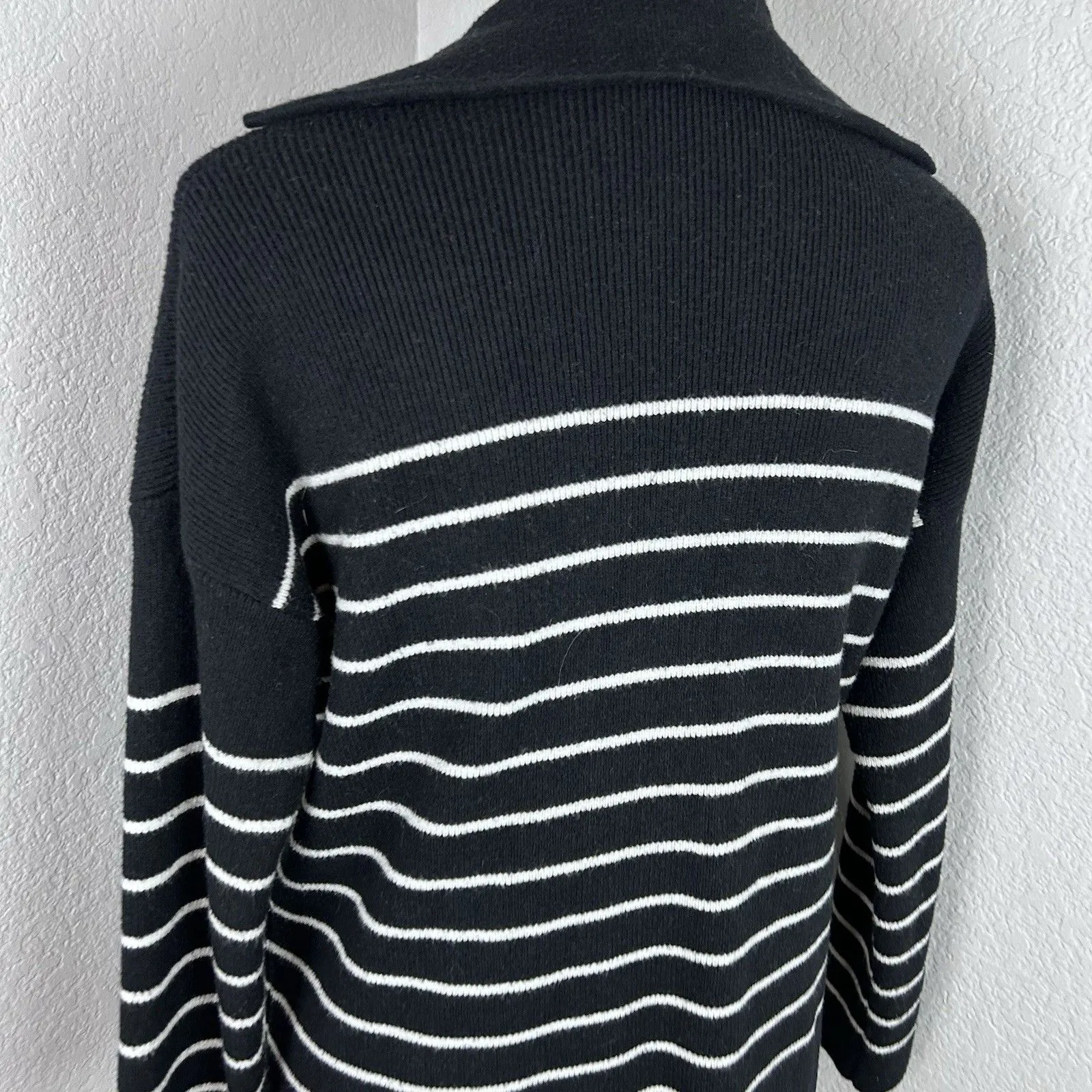 Philosophy Women's Split Neck Collar Striped Sweater Black Size M - Image 4