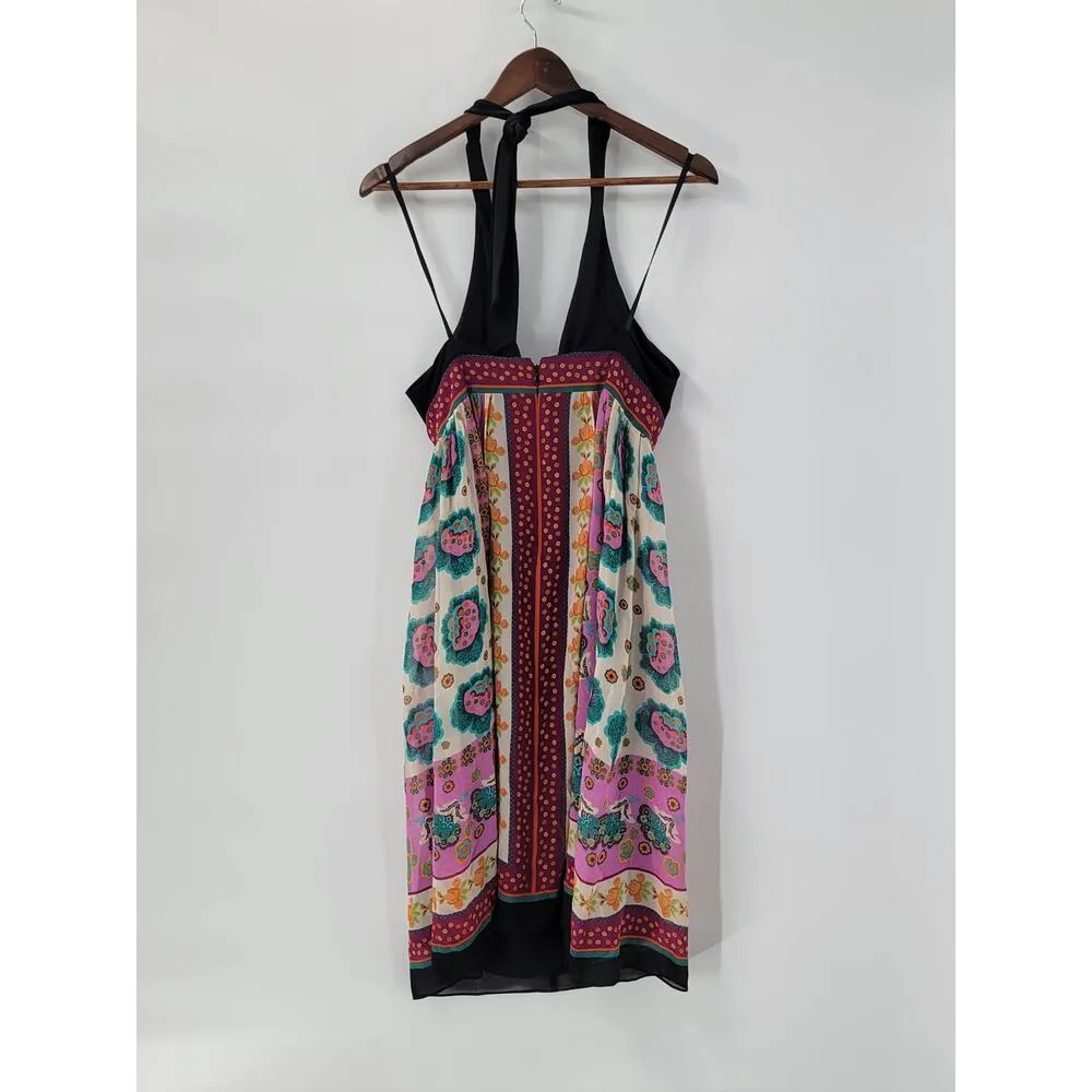 Suzi Chin Maggy Boutique Womens Dress 8 Silk Floral Halter Tie Neck Open Back - Image 4