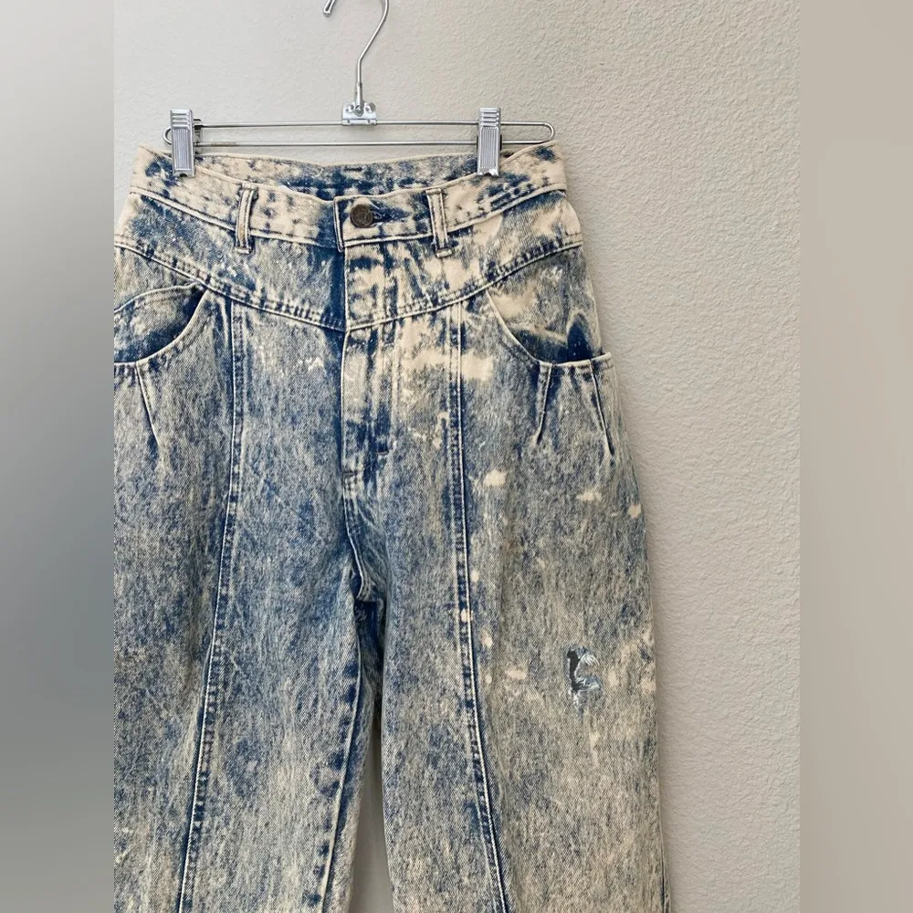 Vintage 90s Cap Ferrat Distressed Denim Acid Wash Jeans Size 11 - Image 2