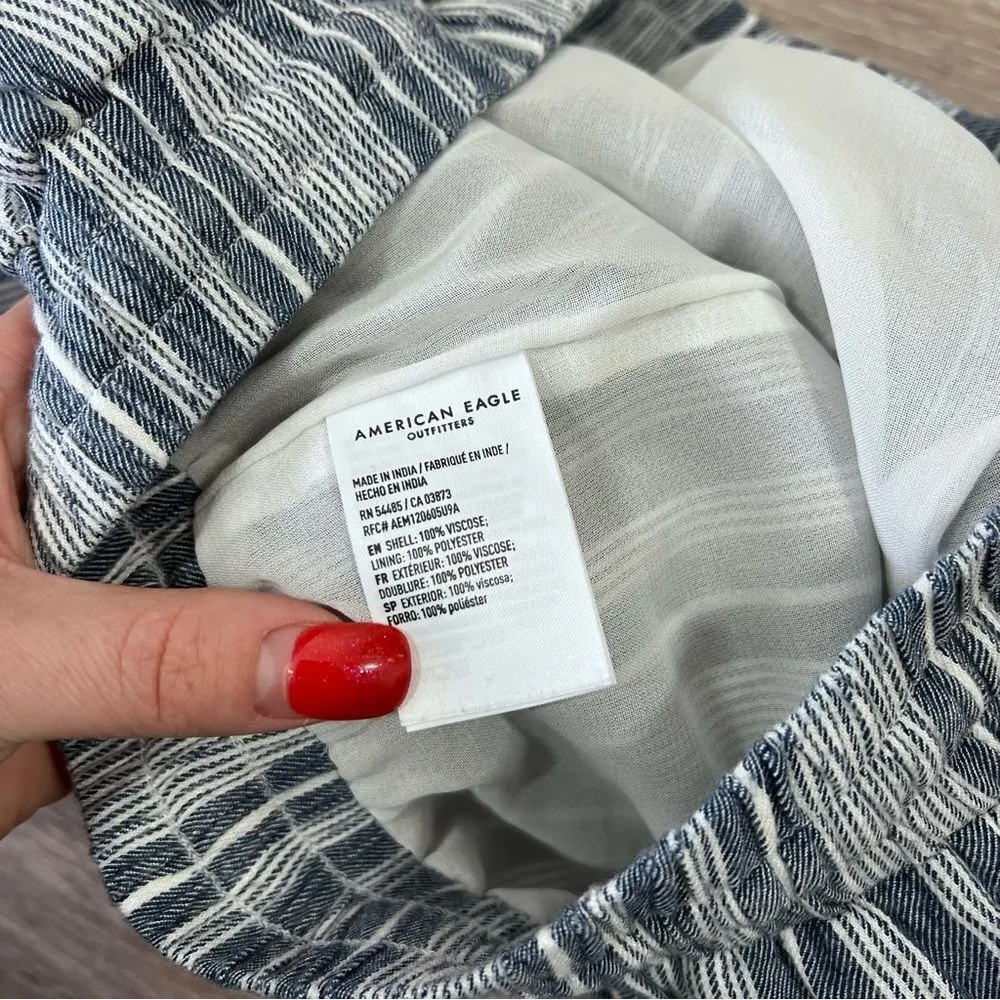 American eagle‎ blue striped pull on high rise pants - Image 5