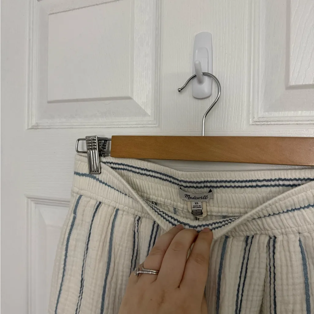 Madewell Gauze Cotton Striped Cream Wide-Leg Pants - Image 7