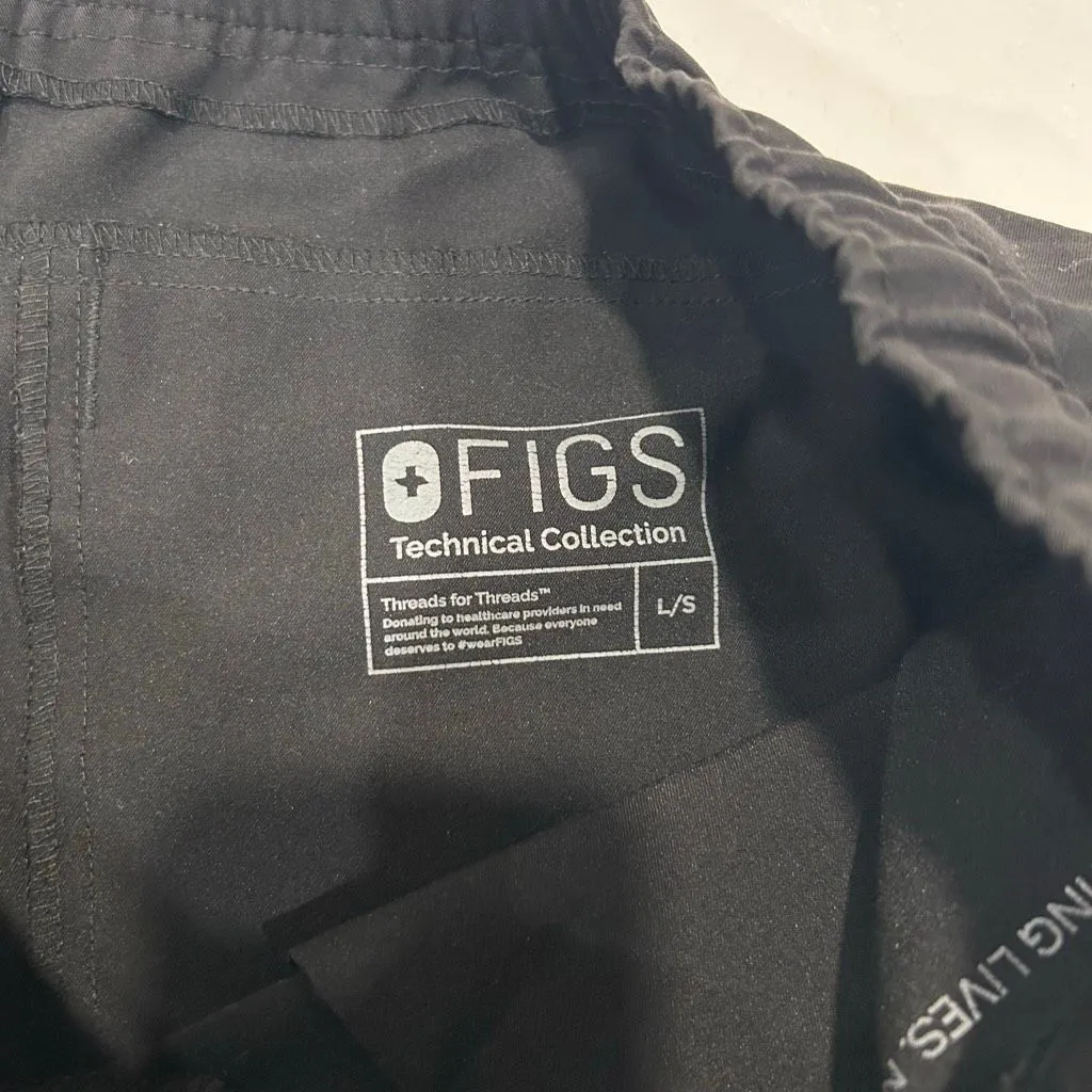 FIGS Black Scrub Jogger Pants Women’s Large Short Technical Collection - Image 3