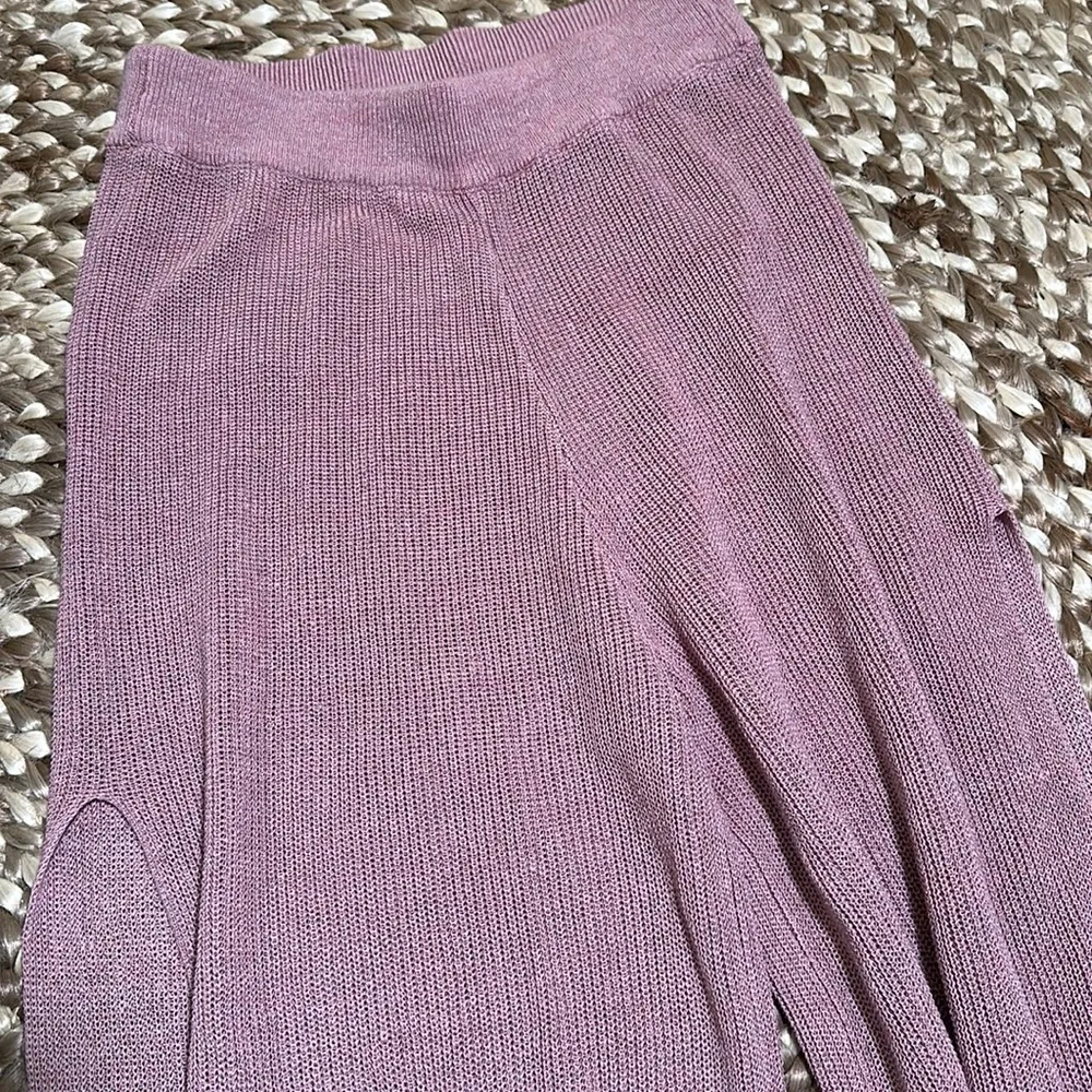 FREE PEOPLE RARE! Split Open Side Leg Ankle Wide Leg Knit Pants Size S - Image 6