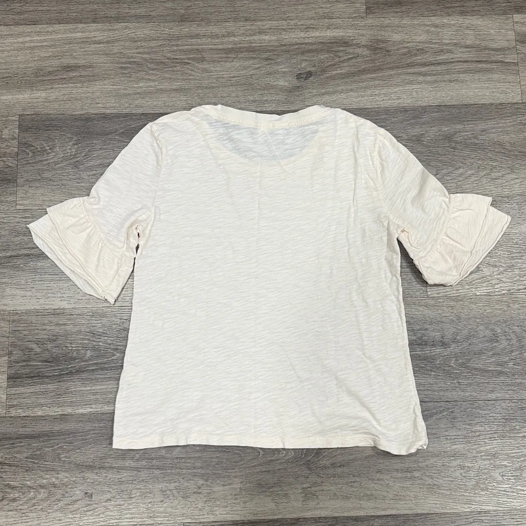 Dylan Women's Light Pink Ruffle Sleeve Tee Medium Oversized Cotton Top - Image 2