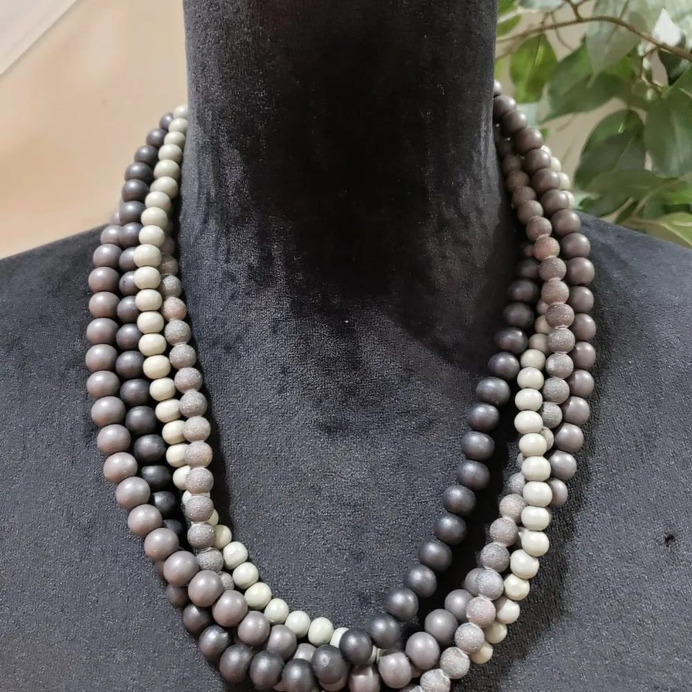 Womens Fashion Bone Beads Hand Made Multi Strand Necklace with Lobster Clasp - Image 2