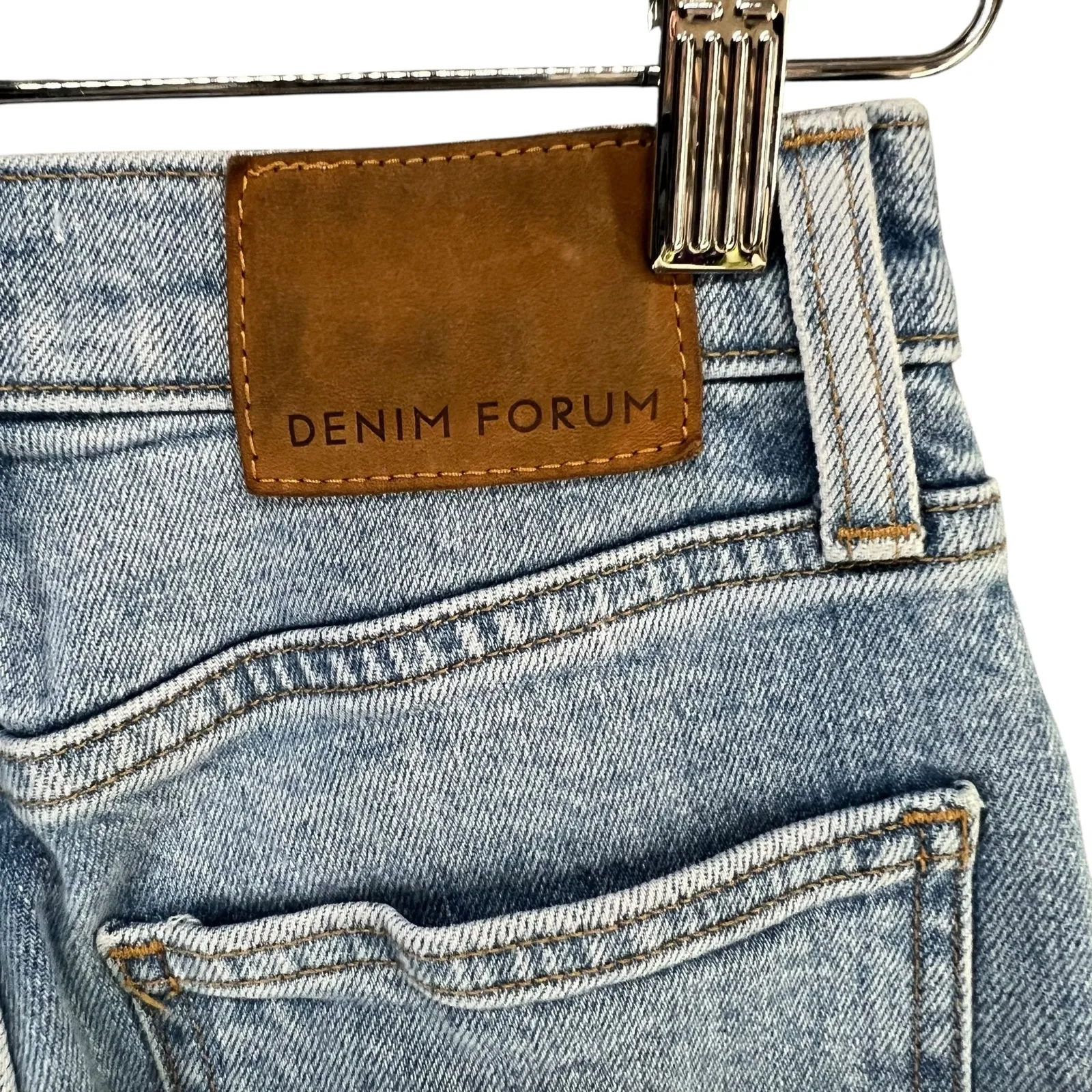 Denim Forum The Arlo High Rise Straight Jeans Womens 23 Blue Button Fly Classic - Image 4