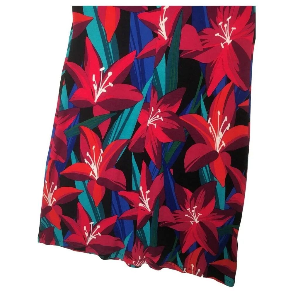 New Tommy Bahama Dress Womens S Perfect Petal Lily Sleeveless Tencel Modal Red - Image 8