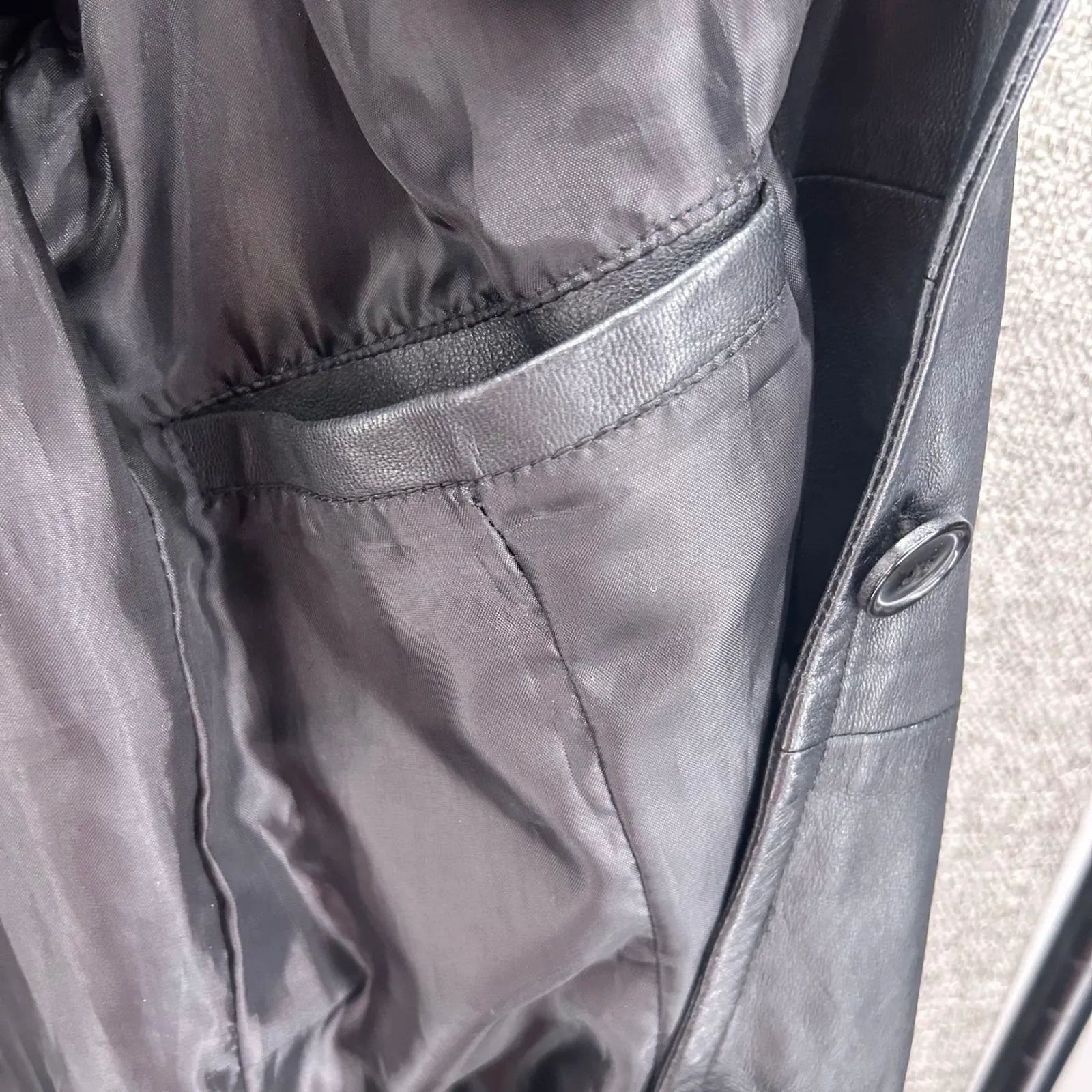 Vintage 90s Leather Blazer Coat Black 6‎ - Image 6