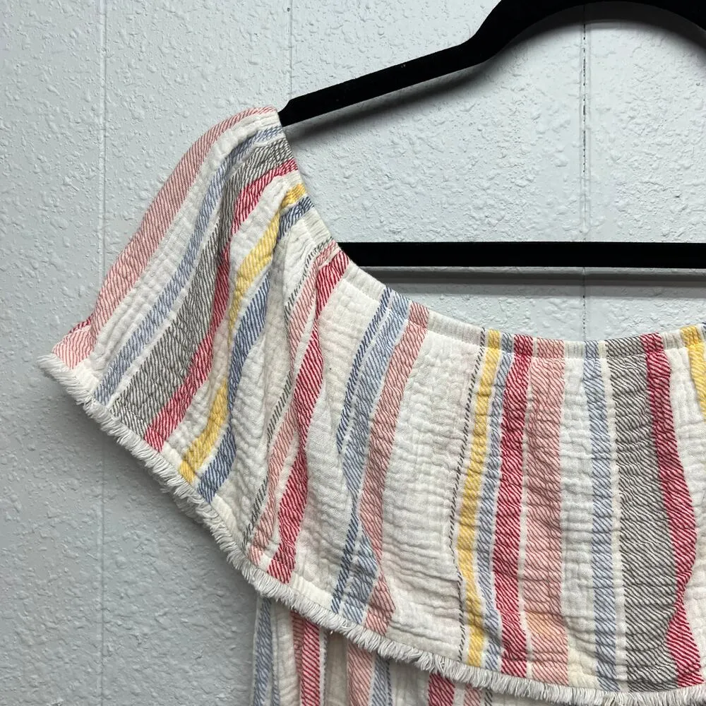 Allison Joy Gauzy Off Shoulder Ruffle Coastal Cowgirl Cottagecore Cotton Top XS - Image 5