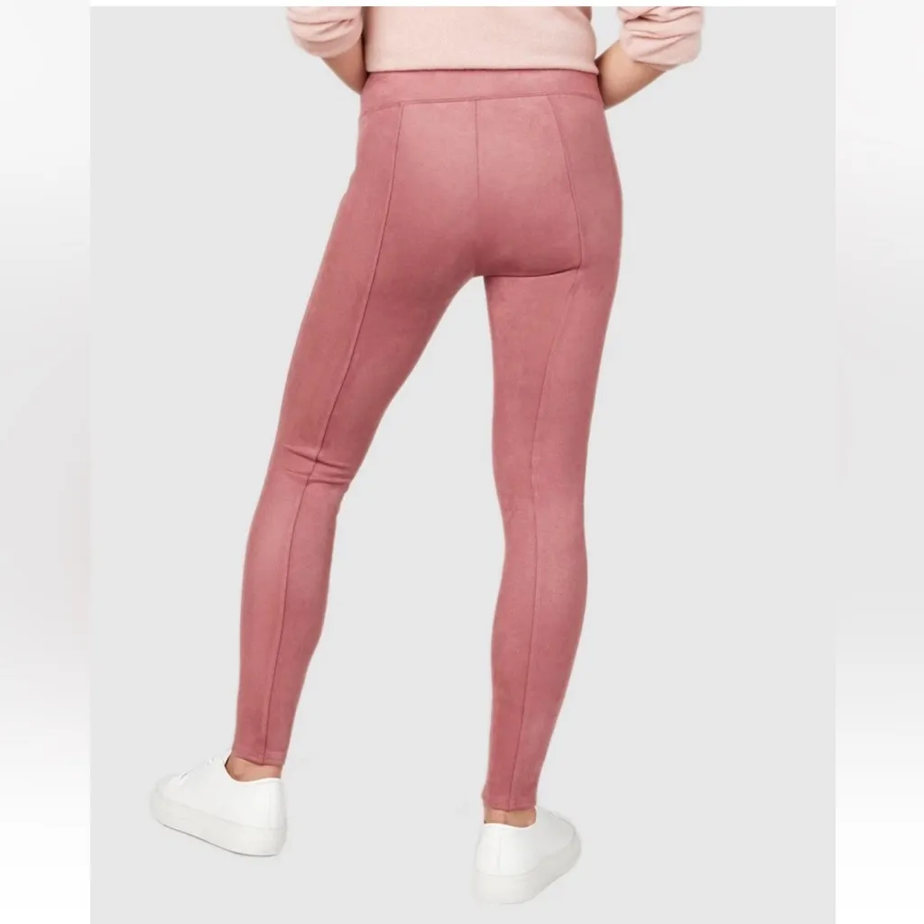 SPANX Faux Suede Leggings Rich Rose Pink High Waist Sz L - Image 5
