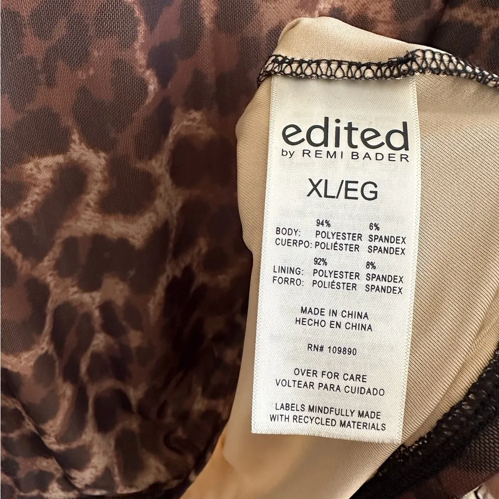 New Animal Print Top Blouse XL Leopard Stretch Mesh Shirt Lightweight Lined Edgy Brown - Image 4