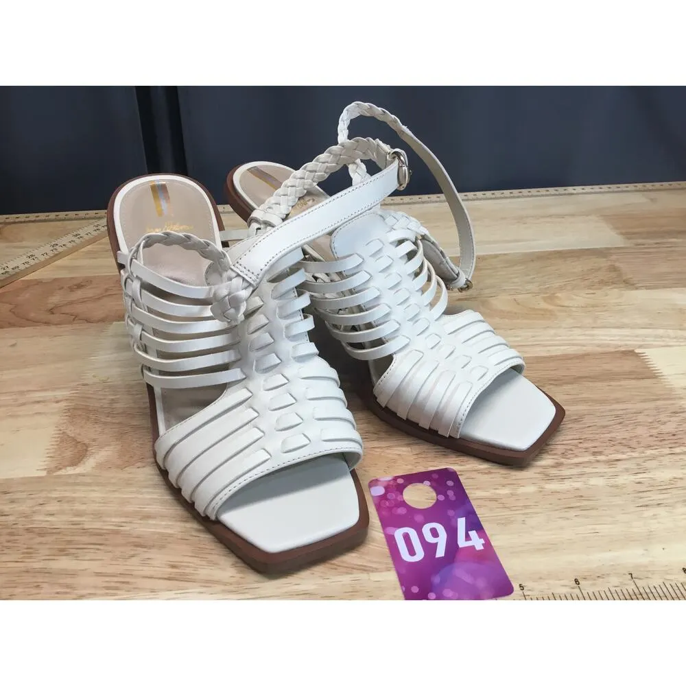 Sam Edelman Holland Women's Ivory Leather Buckle Strap Square Toe Heeled Sandals - Image 5