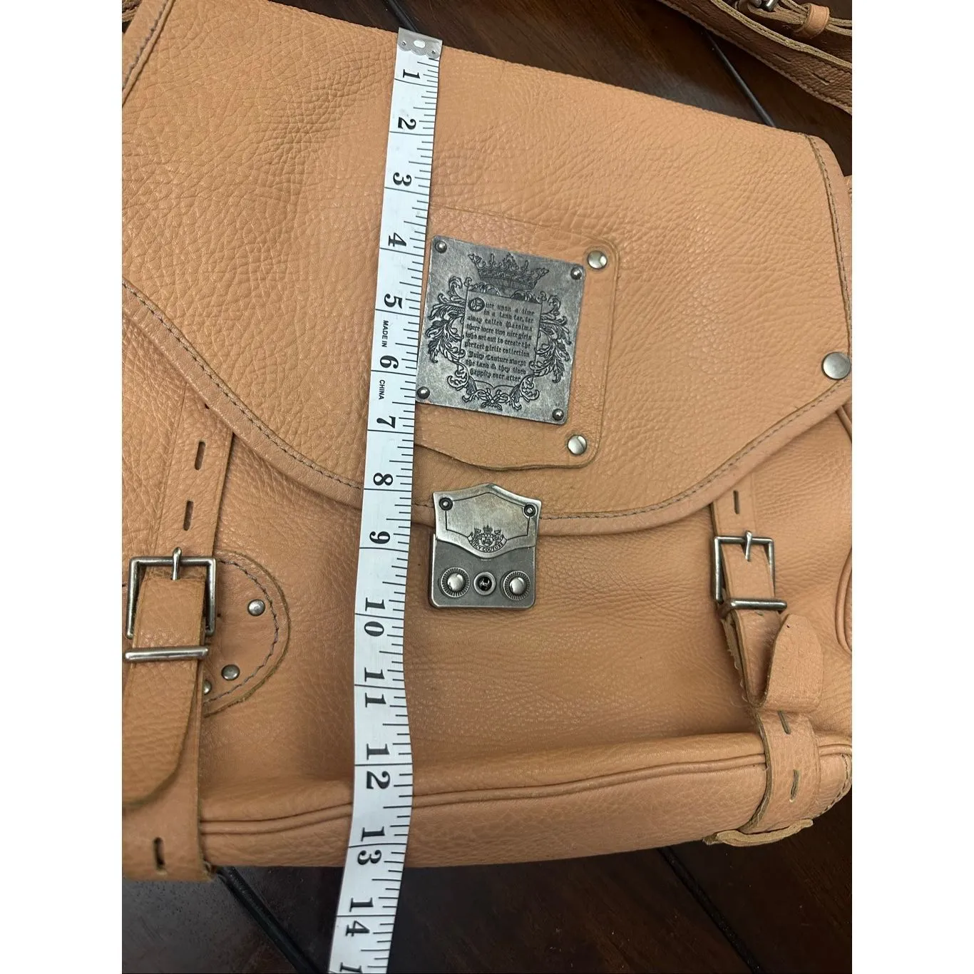 Vintage Y2K Juicy Couture Shoulder Brown Tan Beige Key Lock Messenger Bag - Image 14