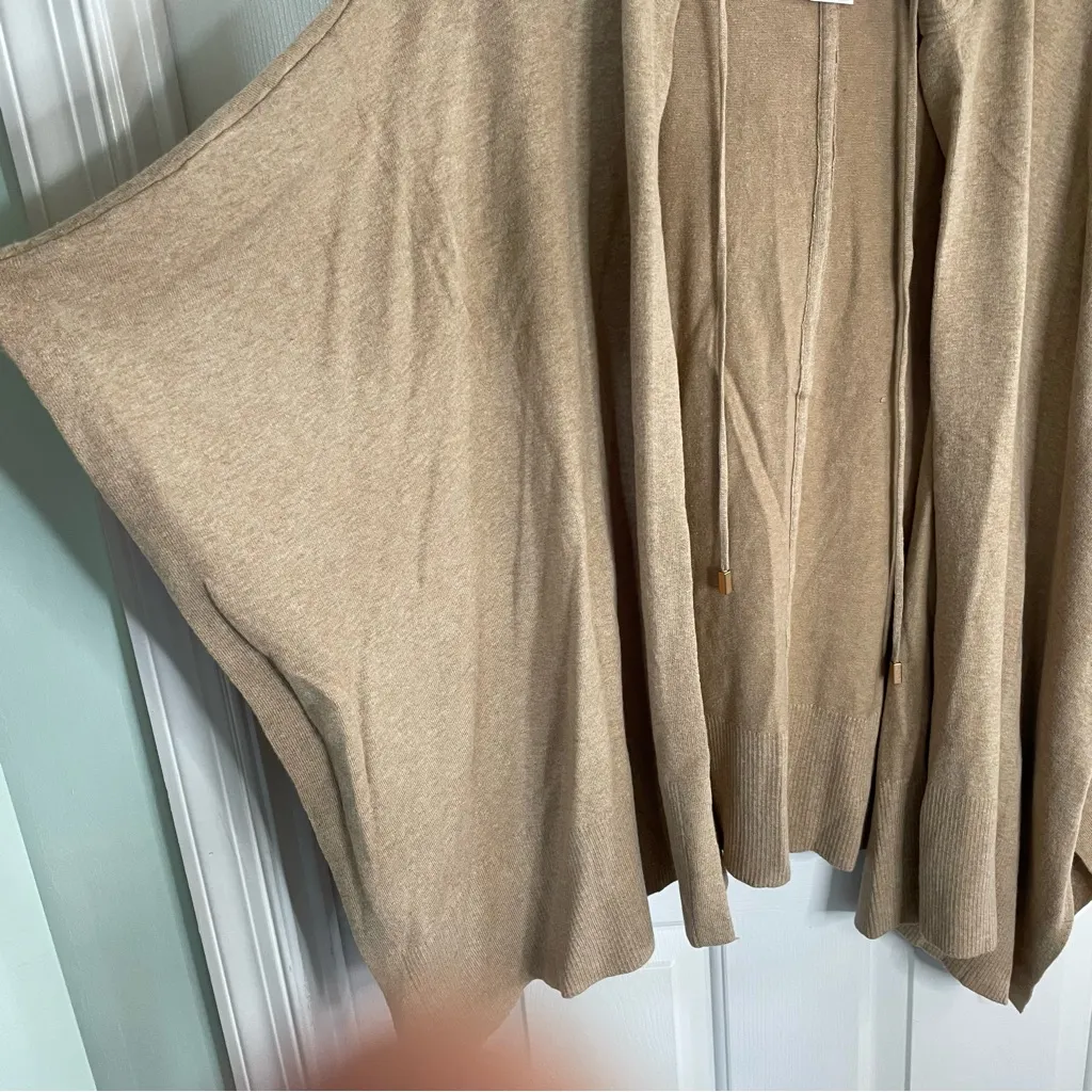 Chico's Camel Hooded Cashmere Blend Ruana Poncho Sweater - One Size - Image 2