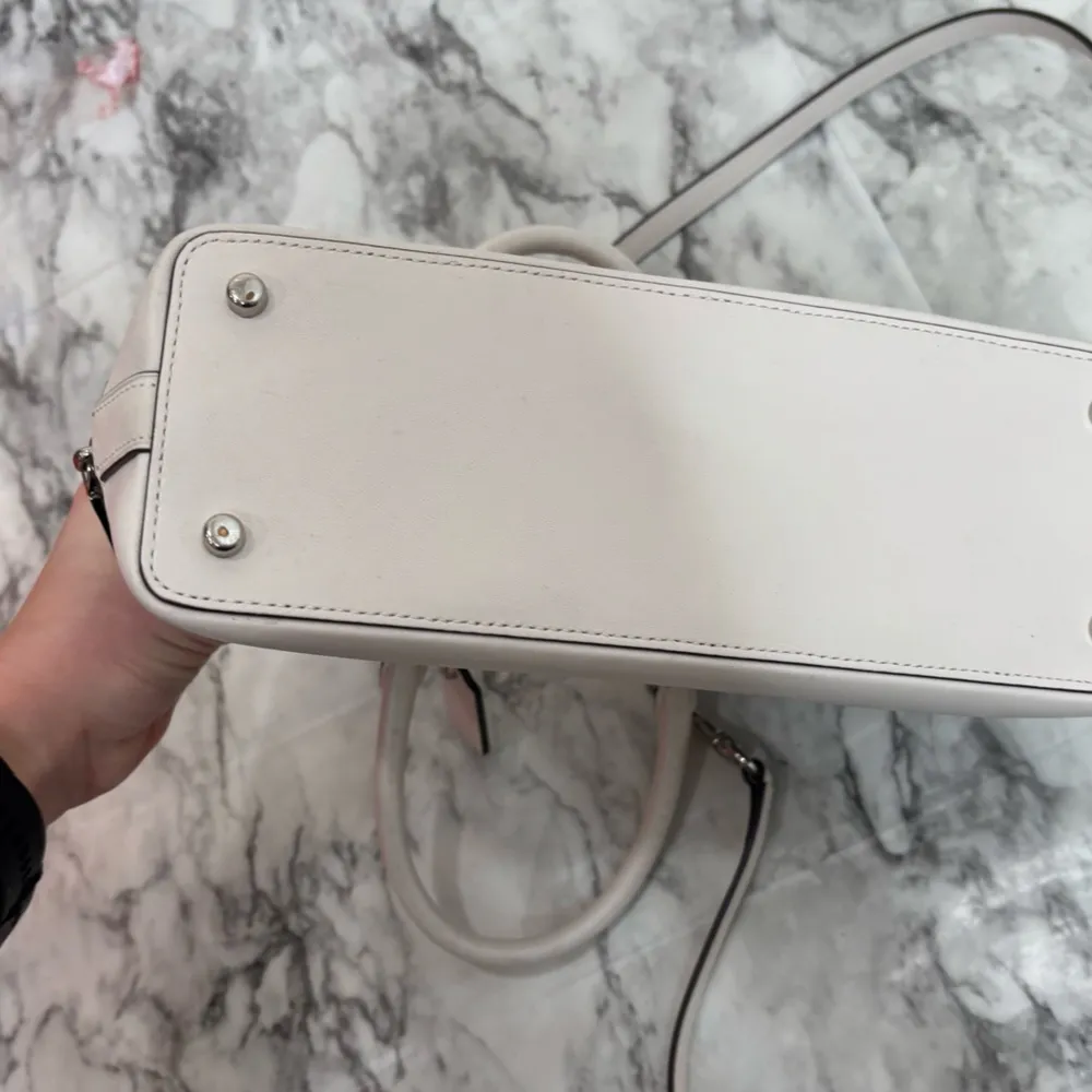 COACH MINI SIERRA EMBOSSED LEATHER SATCHEL grey cream purse handbag - Image 6