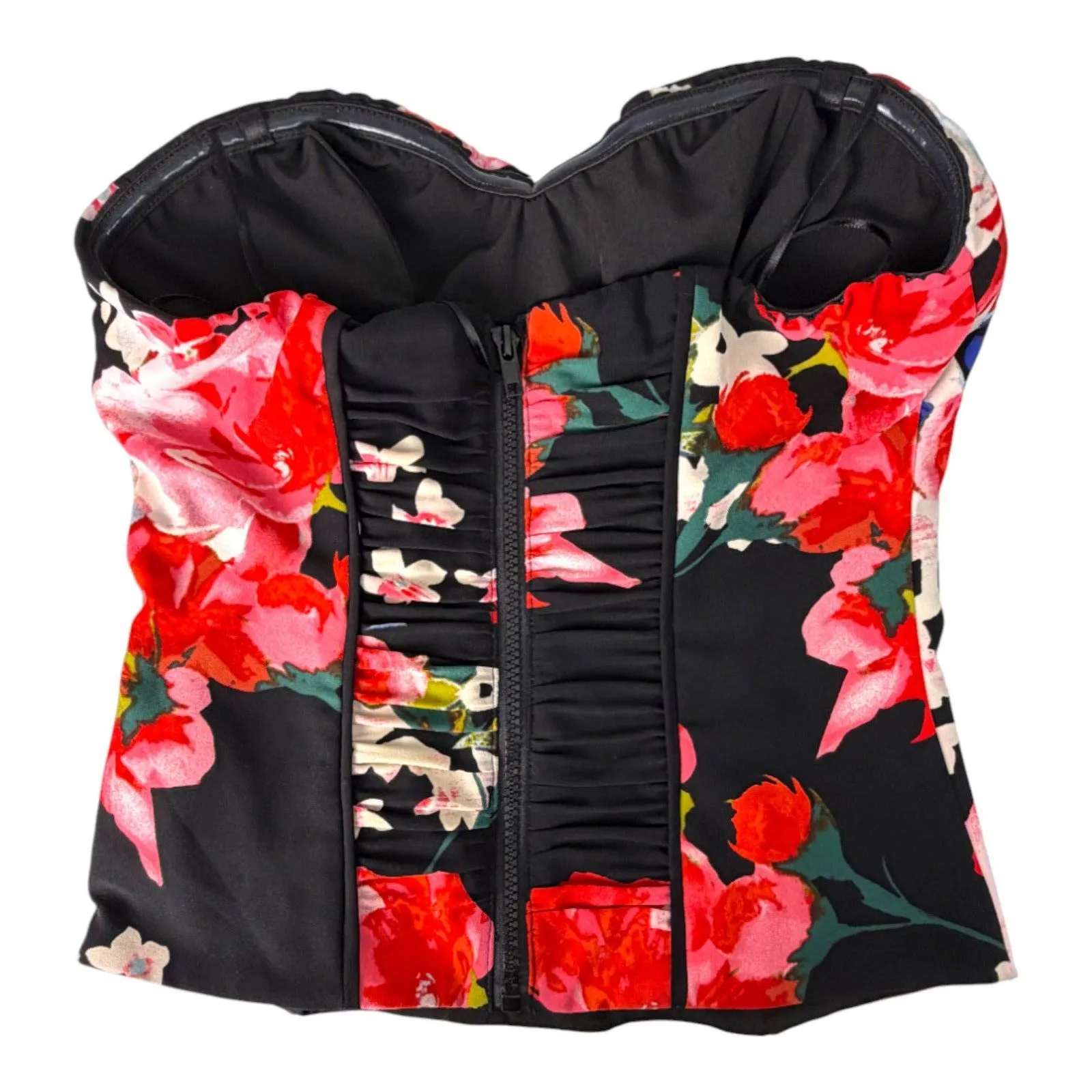 Guess Dark Moody Floral Bustier Corset Top Grunge Grungy Going Out Size 2 - Image 3