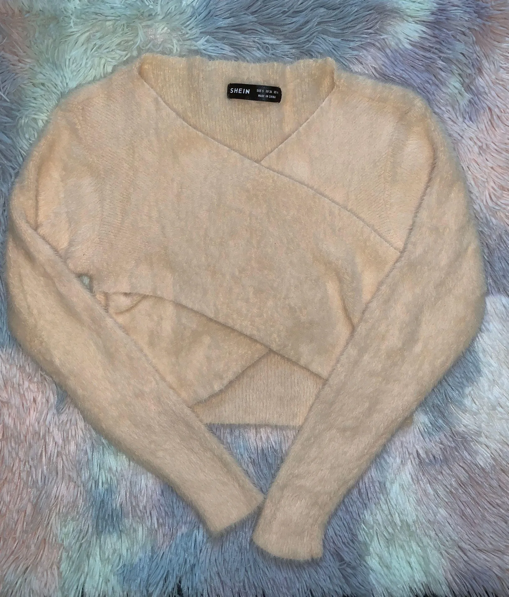 Light Pink Nude Cross Crop Top - Image 2