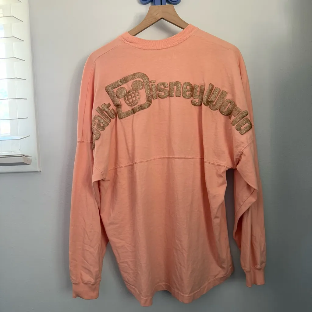 Walt Disney World Medium Peach Pink Gold Glitter Spirit Jersey Glitter Oversized - Image 2