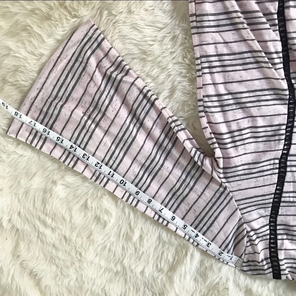 SUZANNE BETRO Striped Bell Sleeve‎ Blouse Top Lightweight Pink Black Small - Image 11