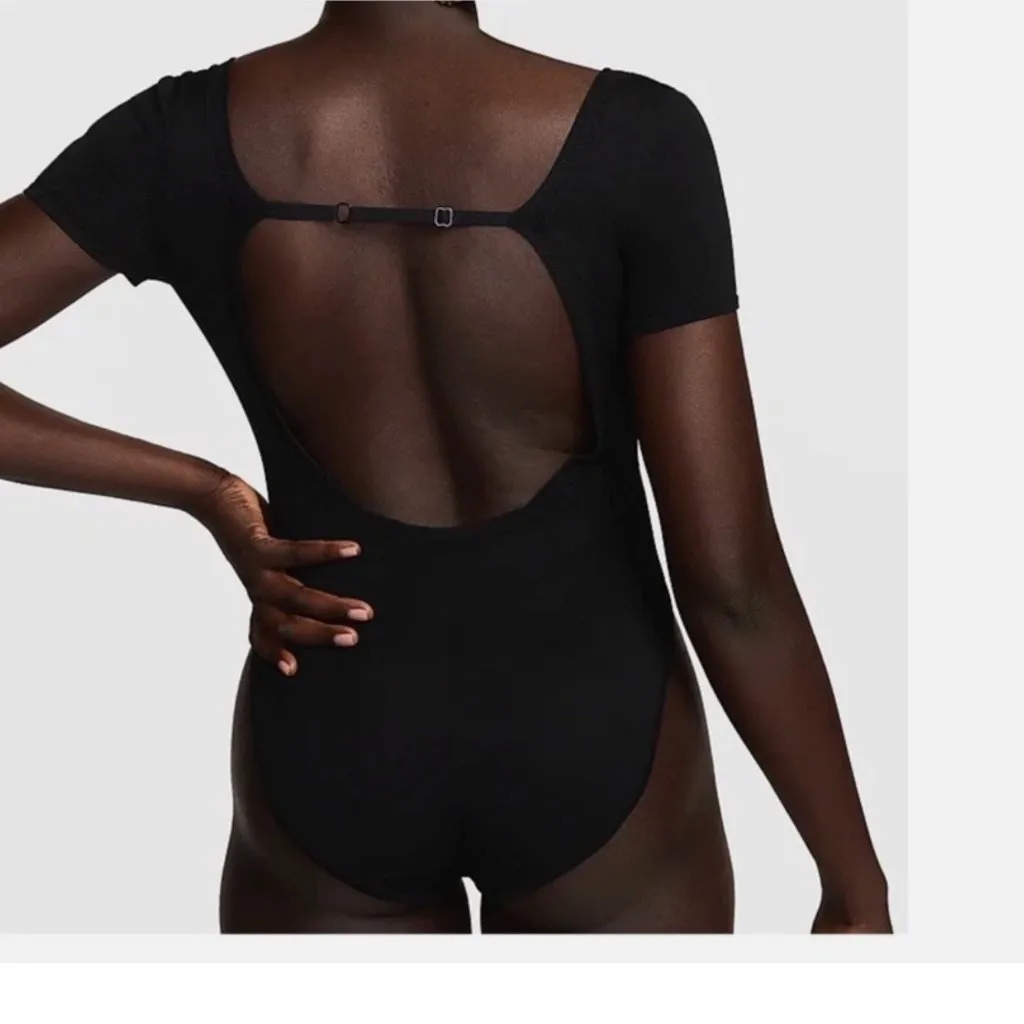 NWT $90 NIKE Sportswear Chill Knit Tight Sweater Short-Sleeve Bodysuit Medium - Image 3