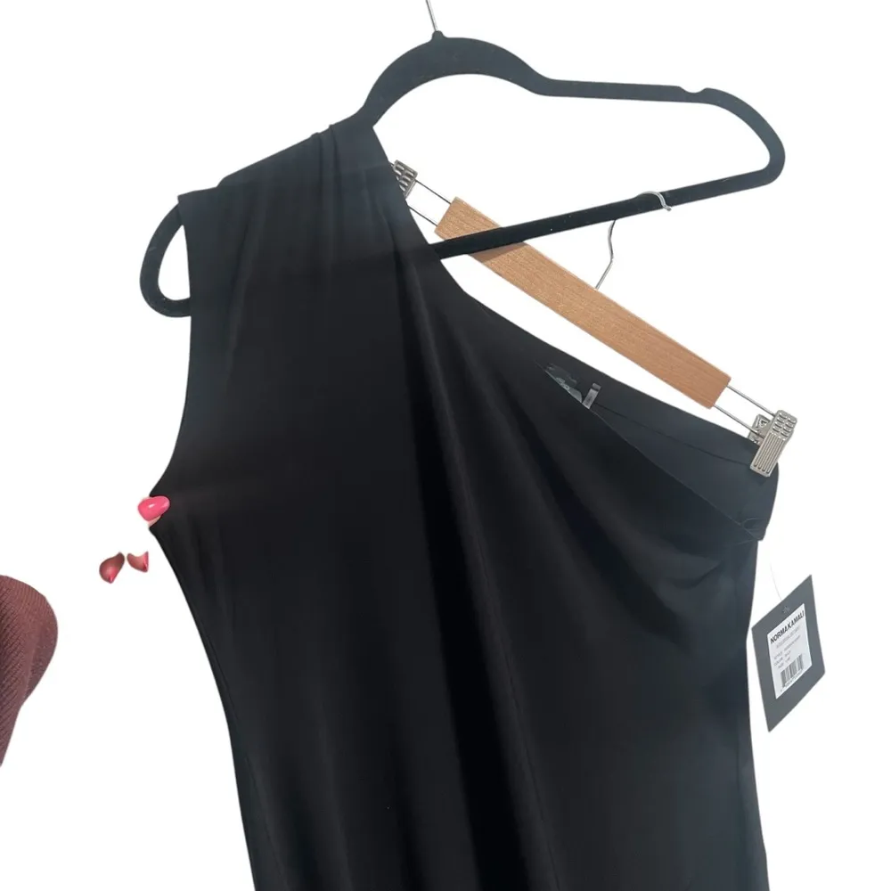 NEW NWT Norma Kamali One Shoulder Fishtail Midcalf Midi Dress In Black - Image 6